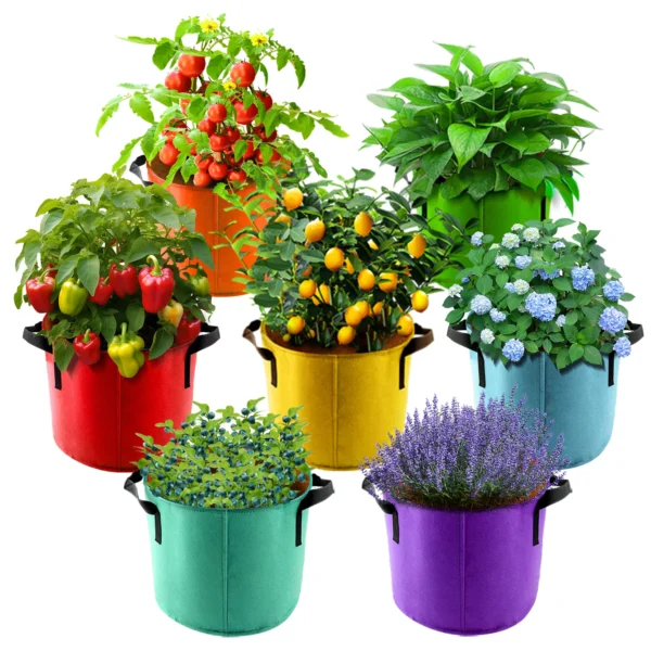 5 Gallon Grow Bags, 7 Pack Colorful Fabric Plant Pots with Handles for Garden and Outdoor Planting