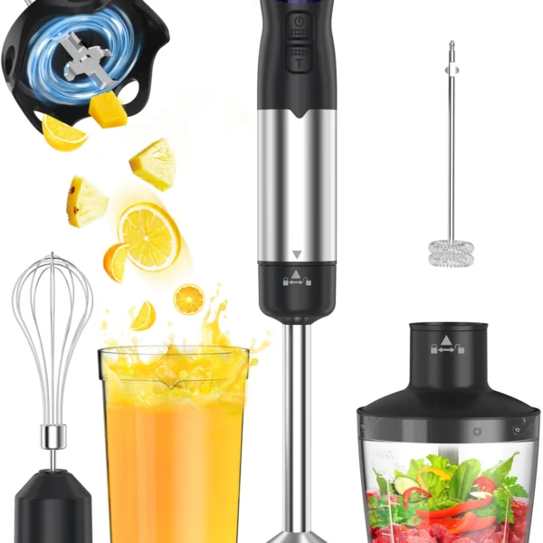 1000W Electric Immersion Handheld Blender, 5 in 1 Kitchen Hand Blender for soups, smoothies, purees and baby food.