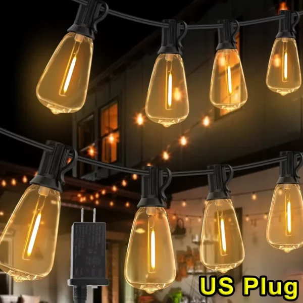 28ft Outdoor String Light 1/2/3/4PCS ST38 Bulb LED Garland Fairy Lamp US Plug Patio Light for Garden Wedding Party Balcony Decor