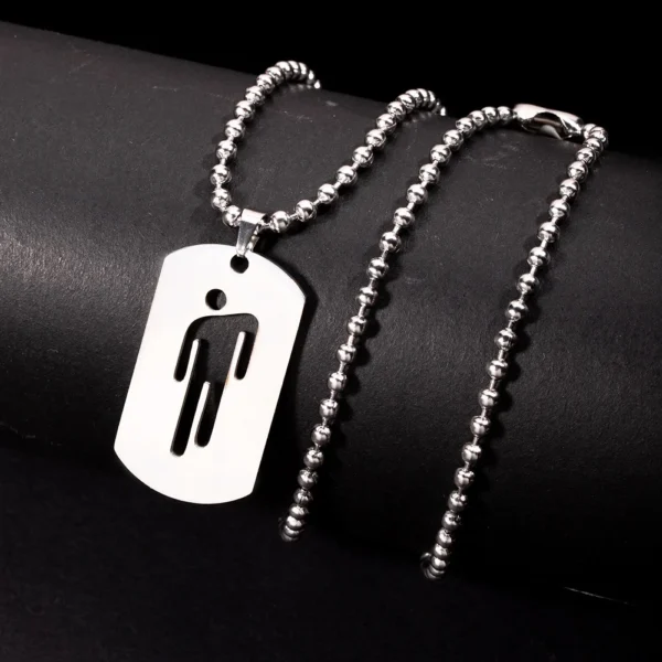 Fashion Skew Head Tag Stainless Steel Pendant Necklaces for Men Women Wholesale Hip Hop Jewelry