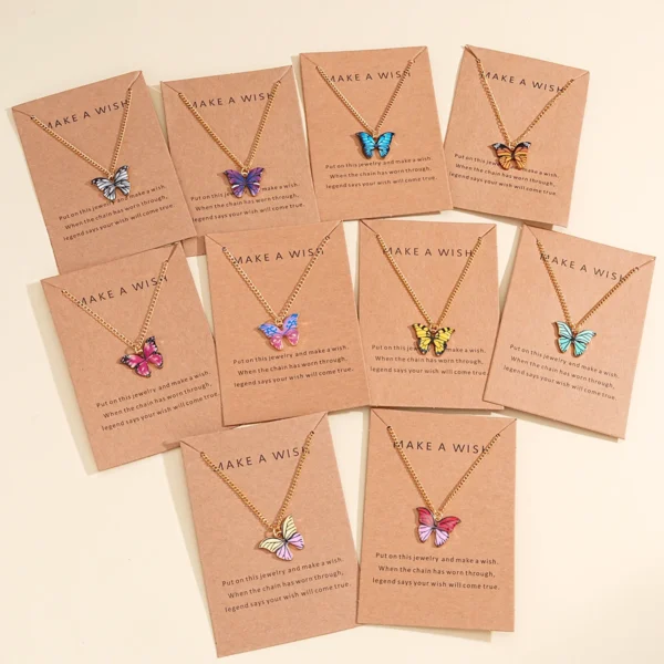 10 Pcs Fashion Butterfly Necklaces For Women Boho Vintage Colorful Simple Pendant Choker Chain 2024 New Jewelry Gifts Wholesale