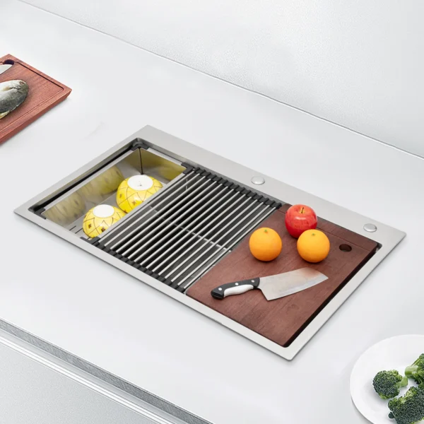 304 Stainless Steel Kitchen Sink Large Size Drop-In Sink Easy Installation 33 Inch for Homes/Restaurants