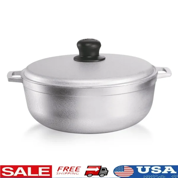 3.7Qt Cast Aluminum Caldero Essential Cookware Kitchen Tool Oven Safe Nonstick Durable Tight Fitting Lid Versatile Soups Stews