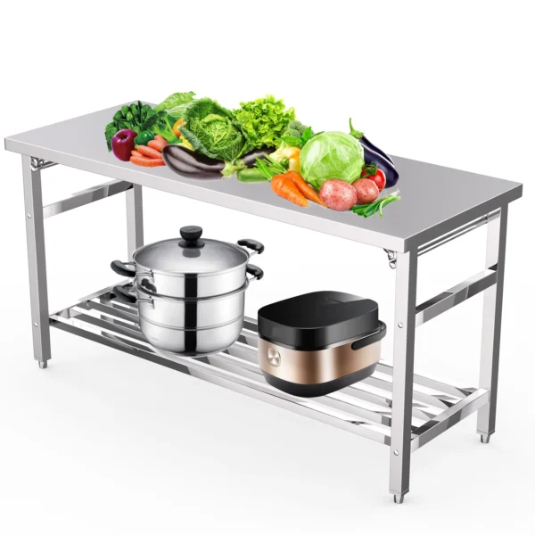 24 x 60 Inches Folding Heavy Duty Table For Kitchen, Stainless Steel Prep Table With Adjustable Undershelf, For Restaurant Home