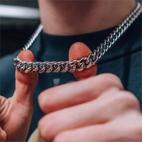 Width 5/7/9MM Hiphop Cuban Link Stainless Steel Chains Necklace for Men Basic Simple Rapper's Choker Fashion Jewelry Accessories